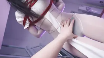 【悠米】《神圣修女被绑记》3 修女身着白色全包丝袜和12cm的高跟吊着罚站，还要被迫看着镜子里被玩弄的自己